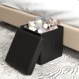 Upholstered Square Footstool with PVC Leather Surface for Bedroom-Black Fashion