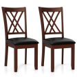 Set of 2 Dining Chair with Backrest and Padded Seat-Brown For Cheap