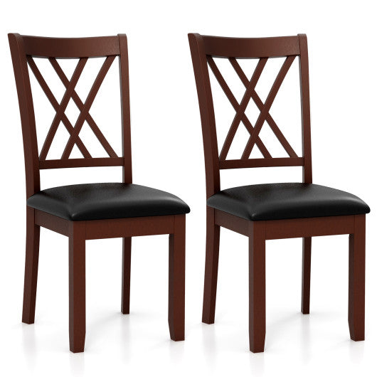 Set of 2 Dining Chair with Backrest and Padded Seat-Brown For Cheap