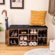 Shoe Storage Bench with Umbrella Stand and Adjustable Shelf-Rustic Brown Online now