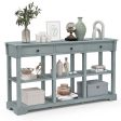 58  Retro Console Table with 3 Drawers and Open Shelves Rectangular Entryway Table-Blue Supply