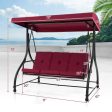 3 Seat Outdoor Porch Swing with Adjustable Canopy-Wine on Sale