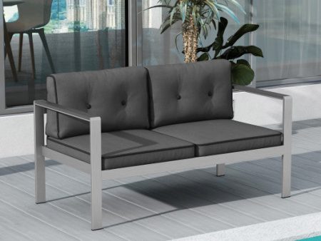 Contemporary 2-Person Sofa Chair with WPC Armrests for Balcony Backyard Porch Online now