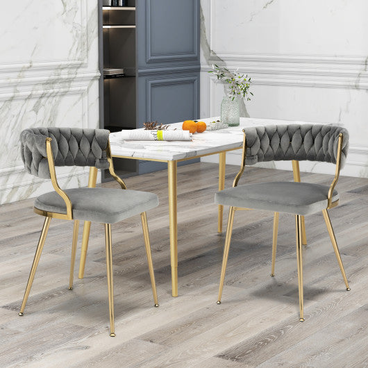 Upholstered Dining Chairs with Golden Metal Legs for Living Room-Gray Hot on Sale