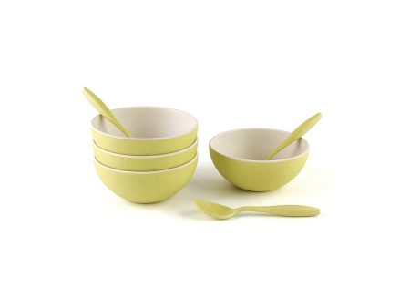 4 Small Bowls with Spoon set-Green by Peterson Housewares & Artwares Online now