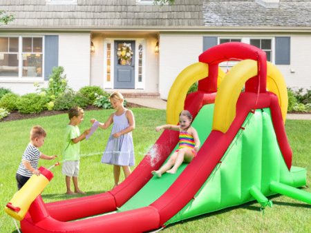 Inflatable Water Slide Bounce House with Climbing Wall Jumper and 480W Blower Online Sale