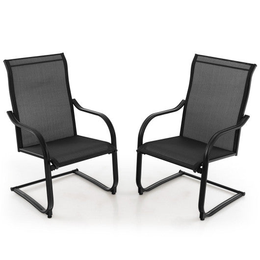 2 Pieces C-Spring Motion Patio Dining Chairs with Breathable Fabric-Black Supply