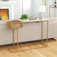 Rectangular White Faux Marble Console Table with Storage-Gold Sale