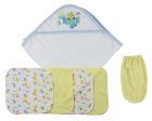 Blue Hooded Towel, Washcloths and Hand Washcloth Mitt - 6 pc Set Online now