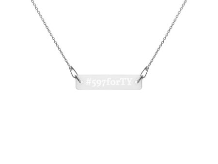 #597forTY Engraved Silver Bar Chain Necklace Discount